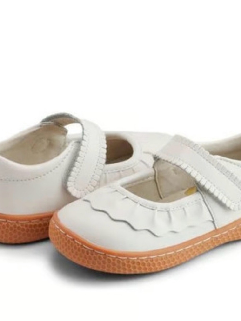 Livie and Luca Mary Jane White Pearl Ruche Leather Shoes Sz 13